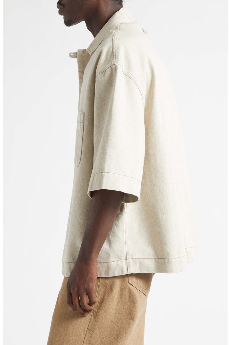 La Chemise Paysan de-Nimes Oversize Denim Button-Up Shirt, Alternate, color, LIGHT BEIGE