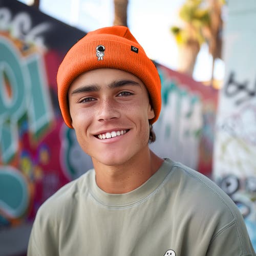 Dalix Astronaut Beanie In Neon Orange