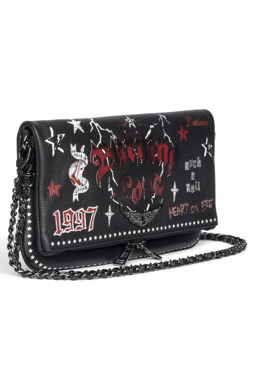 Zadig & Voltaire Rock Grained Leather Punk Crossbody Bag In Black
