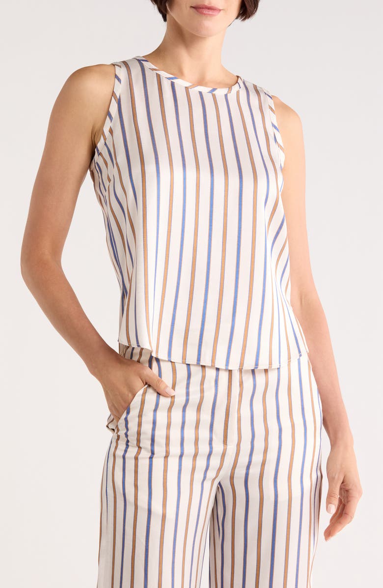 Veronica Beard Sabrina Sleeveless Top, Main, color, Sand/Slate Blue