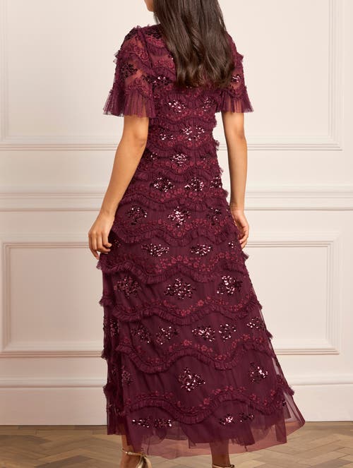 Needle & Thread Daisy Wave Ankle Gown In Brown