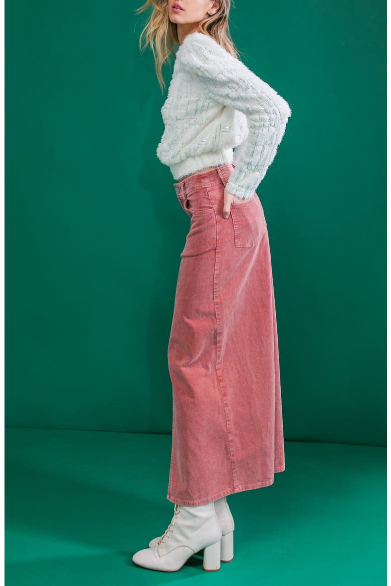 Washed Corduroy Maxi Skirt, Alternate, color, MAUVE