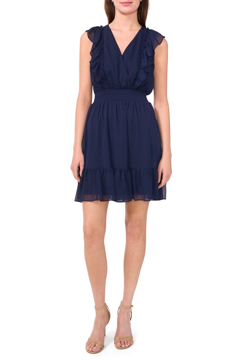 Ruffle Detail Sleeveless Dress, Main, color, CLASSIC NAVY
