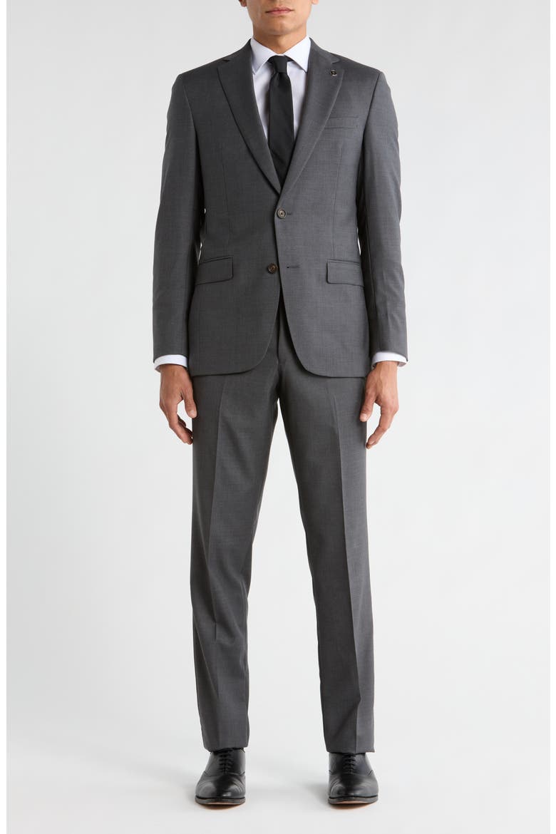 Jake Solid Grey Notch Lapel Wool Suit, Main, color, MID GREY