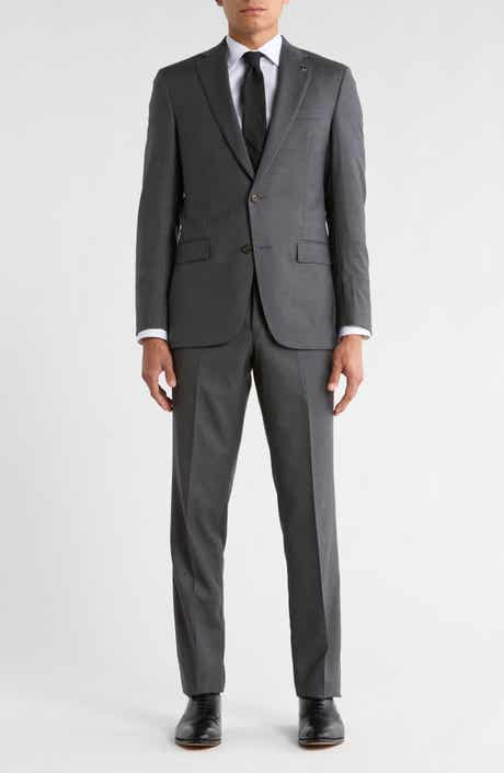 No Ordinary Joe by Ted Baker Jake Solid Grey Notch Lapel Wool Suit