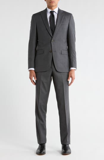 No Ordinary Joe By Ted Baker Jake Solid Grey Notch Lapel Wool Suit In Gray