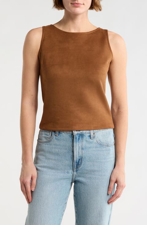 Faux Suede Sleeveless Top