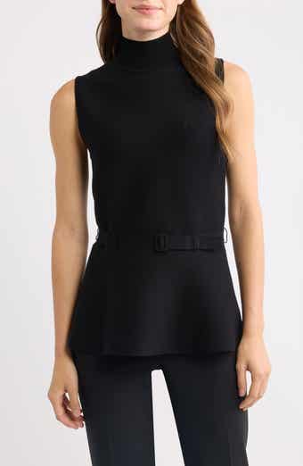 Sleeveless Belted Peplum Sweater