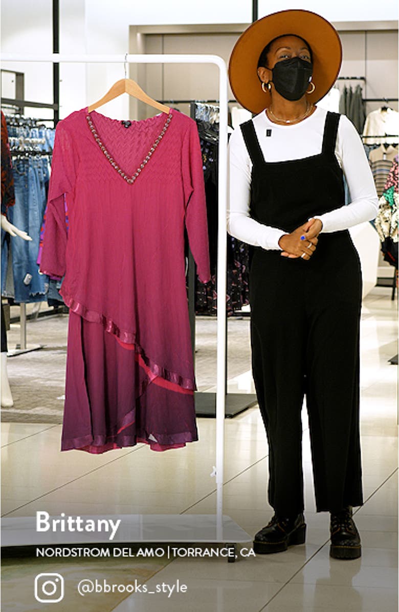 Beaded Neck Chiffon & Charmeuse Cocktail Dress, sales video thumbnail