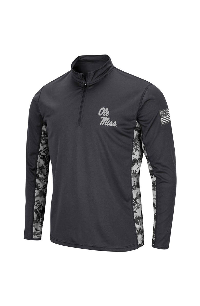 COLOSSEUM Men's Colosseum Charcoal Ole Miss Rebels OHT Military Appreciation Digital Camo Lightweight Quarter-Zip Pullover, Alternate, color, 