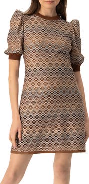IVONNE Short Knitted Dress With Puffed Sleeves