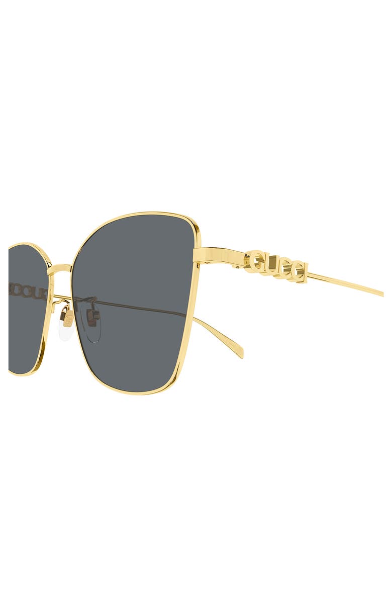 Gucci 60mm Butterfly Sunglasses, Alternate, color, Gold