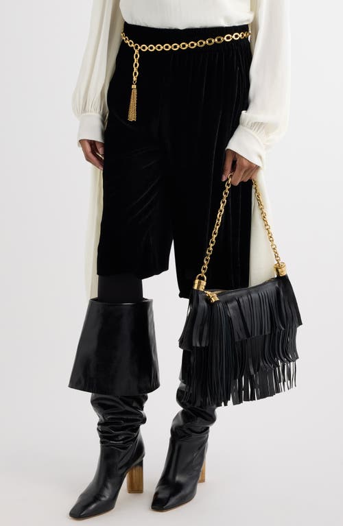 Chloé Foulard Fringed Leather Shoulder Bag In Black
