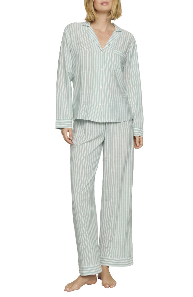 Eberjey Nautico Stripe Long Sleeve Top & Pants Pajamas, Main, color, Regatta Stripe Seagr