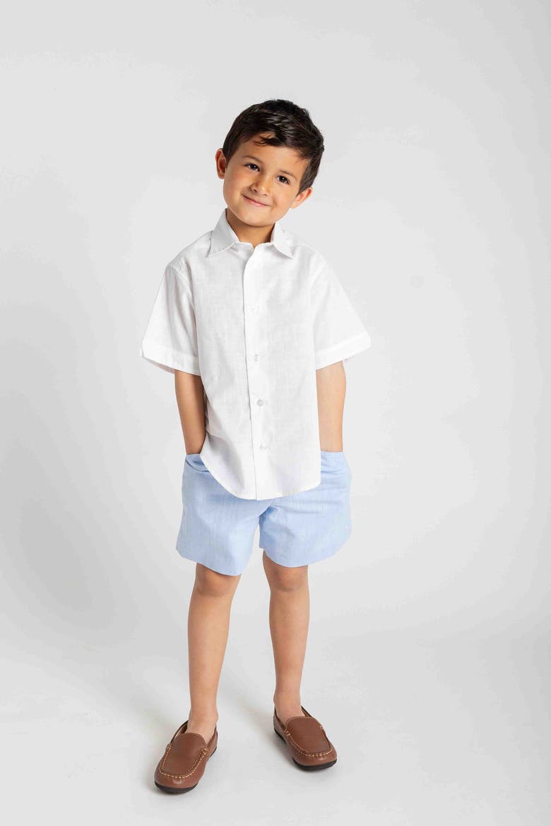 Linen-Look Short, Alternate, color, Lt Blue