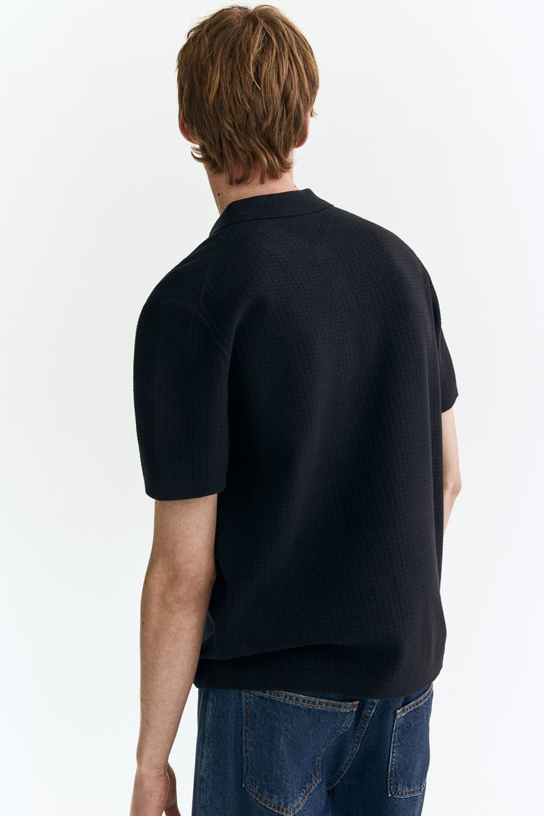 Regular Fit Textured-knit Polo Shirt, Alternate, color, Navy blue