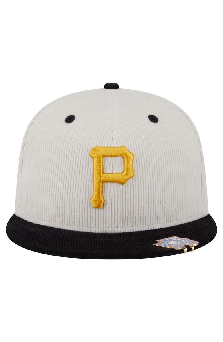 New Era Men's New Era Cream/Black Pittsburgh Pirates Two-Tone Corduroy 59FIFTY Fitted Hat, Alternate, color, Cream