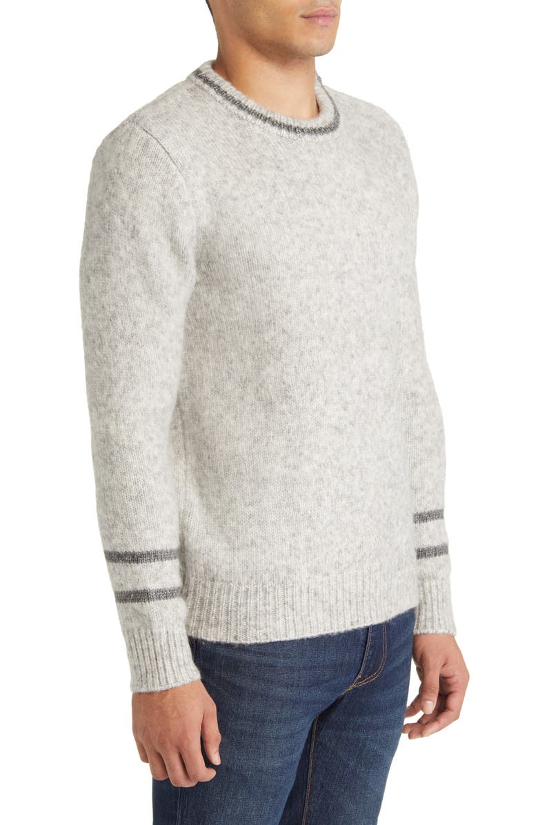 Schott NYC Stripe Trim Triple Blend Crewneck Sweater, Alternate, color,