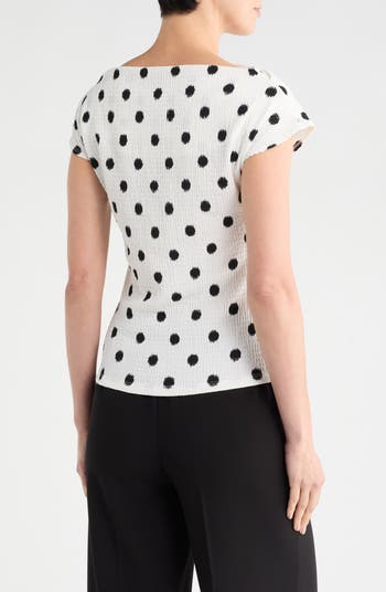 Polka Dot Cowl Neck Cap Sleeve Top