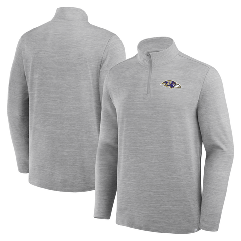 Men's Fanatics Heather Gray Baltimore Ravens Clutch Quarter-Zip Pullover