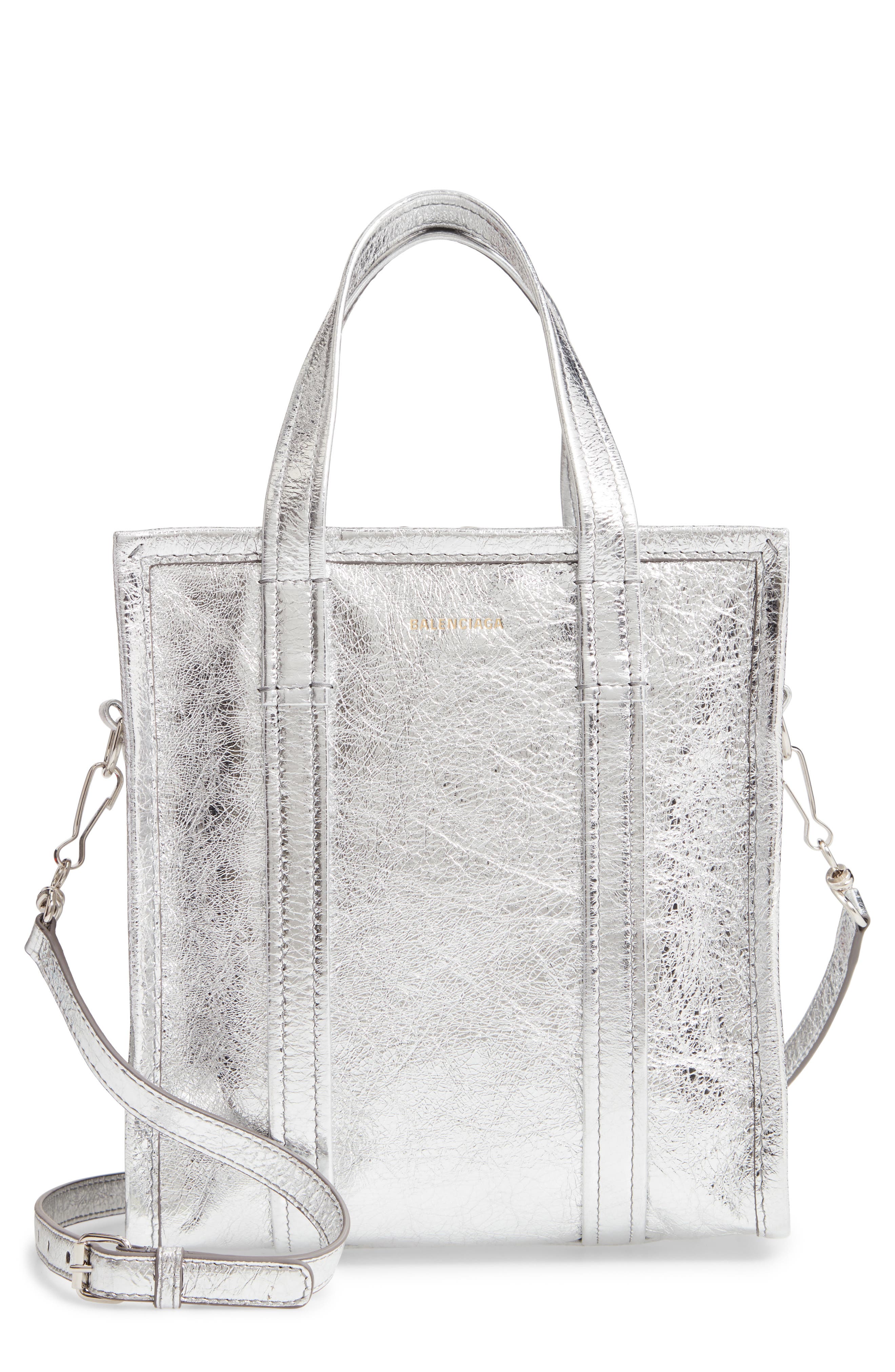 Balenciaga Extra Small Bazar Metallic Lambskin Leather Shopper, Main, color, 