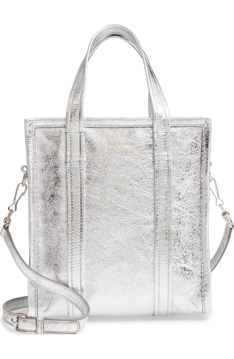 Balenciaga Extra Small Bazar Metallic Lambskin Leather Shopper, Main, color,
