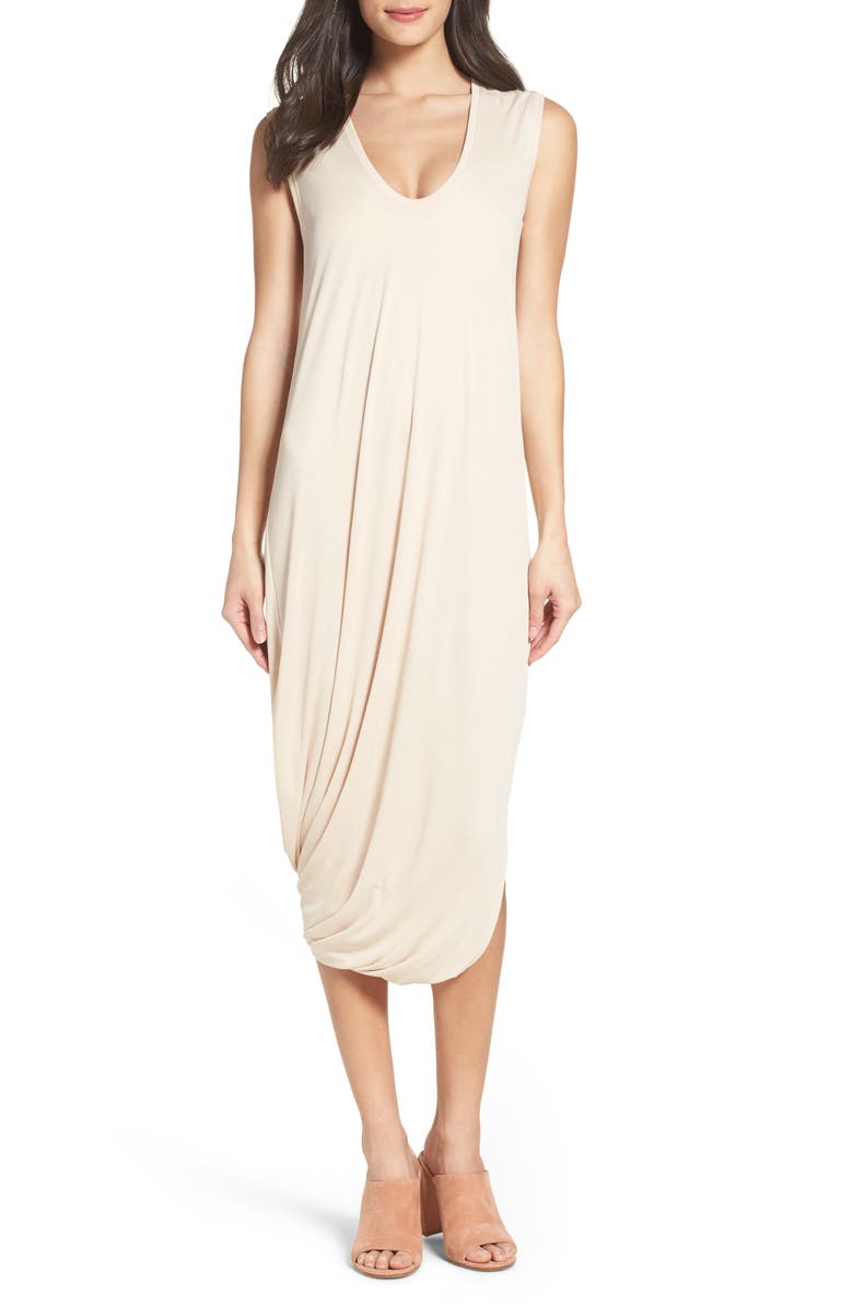 BCBGMAXAZRIA Ruched Midi Dress, Main, color,