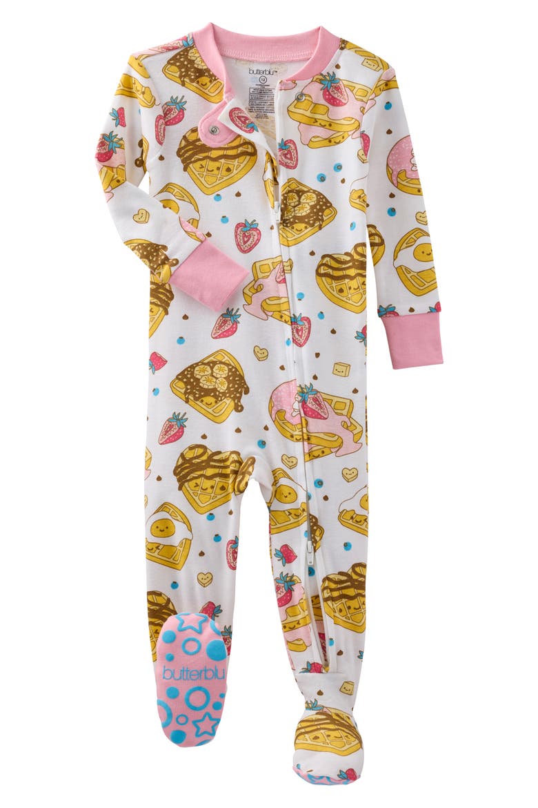 Cruz One-Piece Organic Cotton Footie Pajamas, Alternate, color, WAFFLING ON