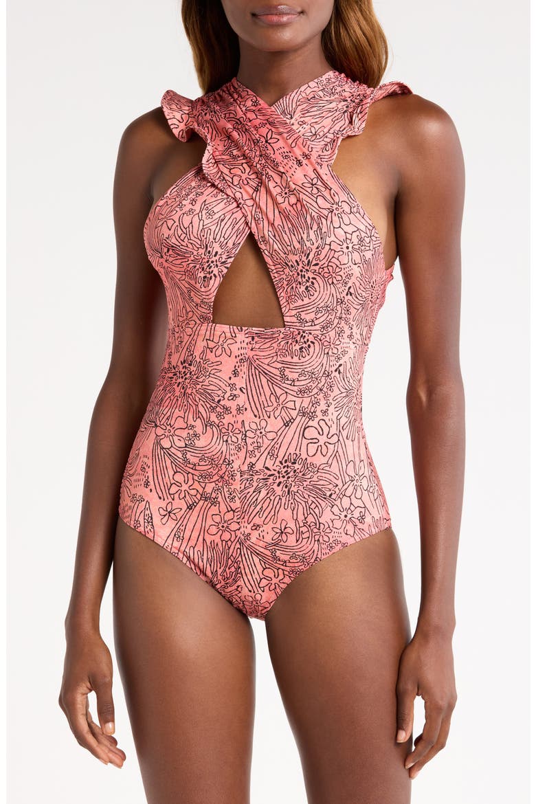 Antilles One-Piece Swimsuit, Main, color, ACACIA