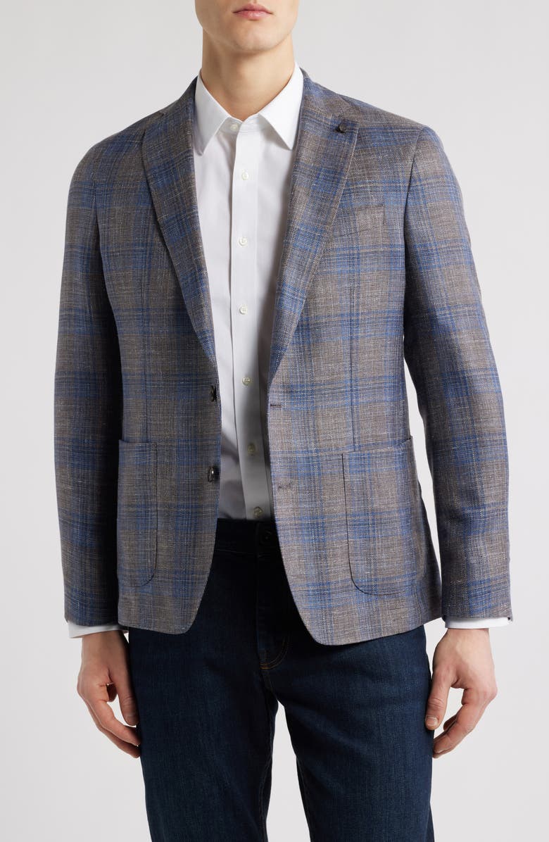Peter Millar Crown Crafted Dawson Plaid Wool Blend Sport Coat, Main, color, 