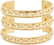 Karine Sultan Dots & Faux Pearl Cuff Bracelet