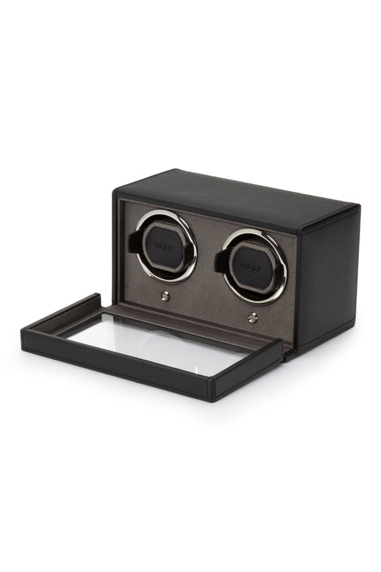 Cub Double Watch Winder with Cover, Alternate, color, BLACK