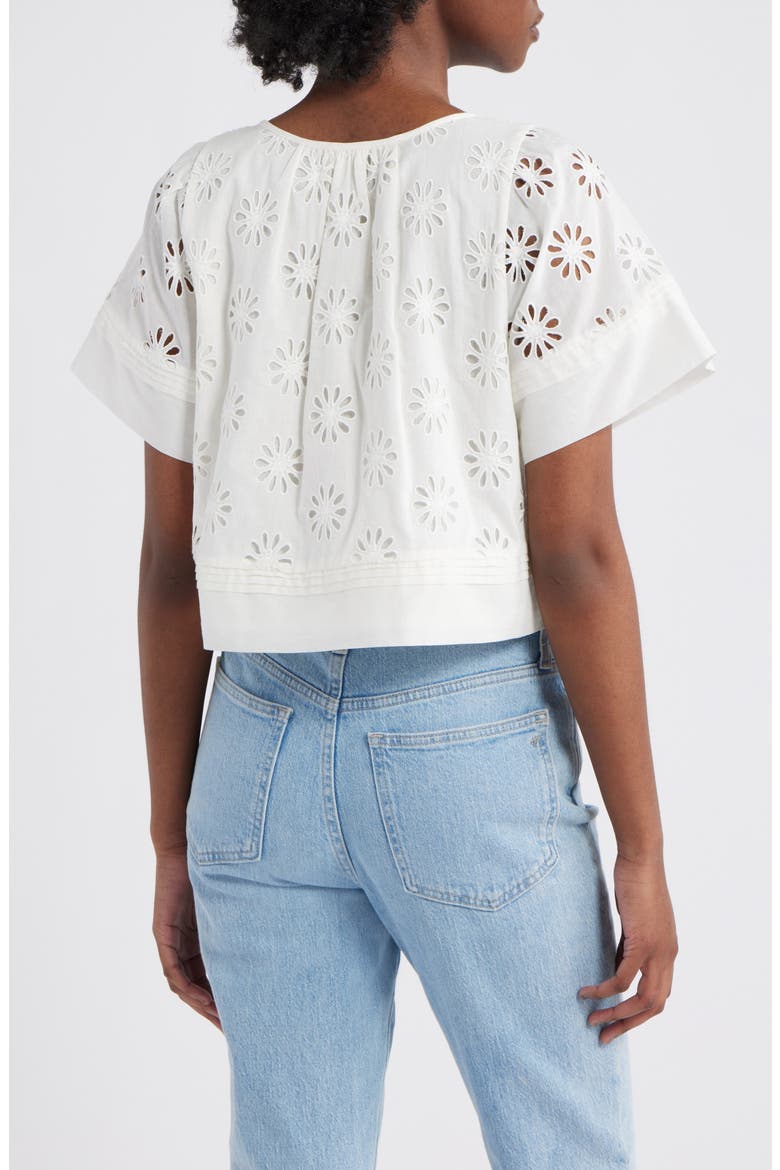 Bambina Cotton Eyelet Trapeze Top, Alternate, color, WHITE