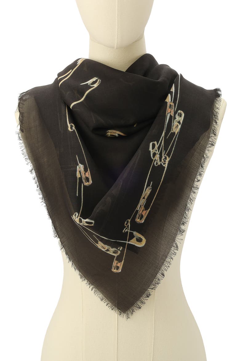 Cora Square Scarf, Alternate, color, BLACK