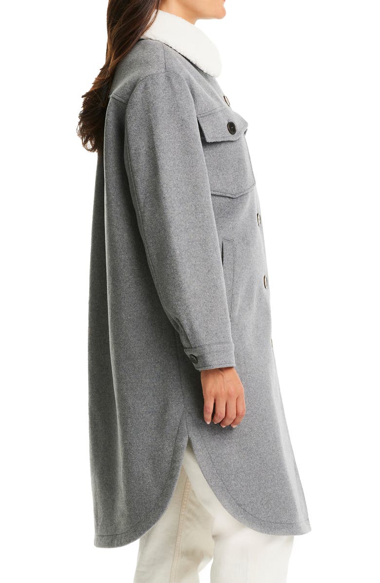 Sanctuary Long Shacket with Removable Faux Shearling Collar | Nordstrom