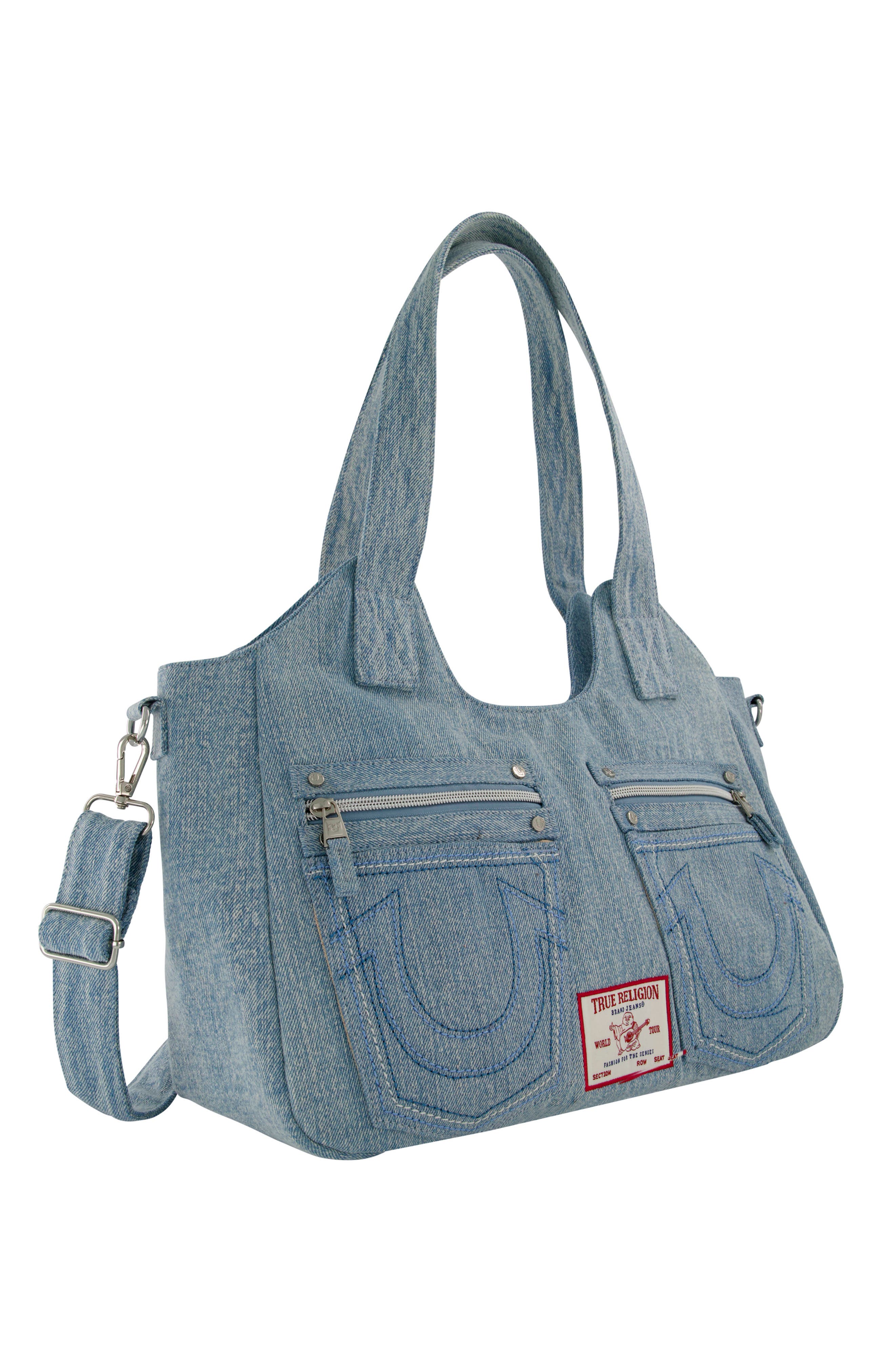 True Religion Brand Jeans Horseshoe Stitch Tote, Alternate, color, Denim