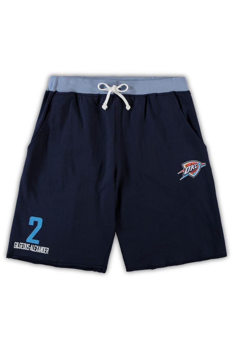 Men's Shai Gilgeous-Alexander Navy Oklahoma City Thunder Big & Tall French Terry Name & Number Shorts, Main, color, Navy