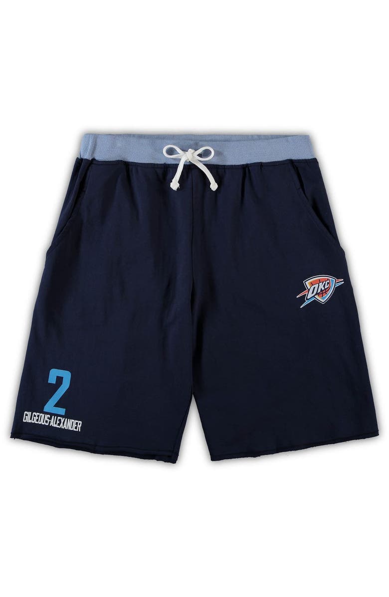 PROFILE Men's Shai Gilgeous-Alexander Navy Oklahoma City Thunder Big & Tall French Terry Name & Number Shorts, Main, color,