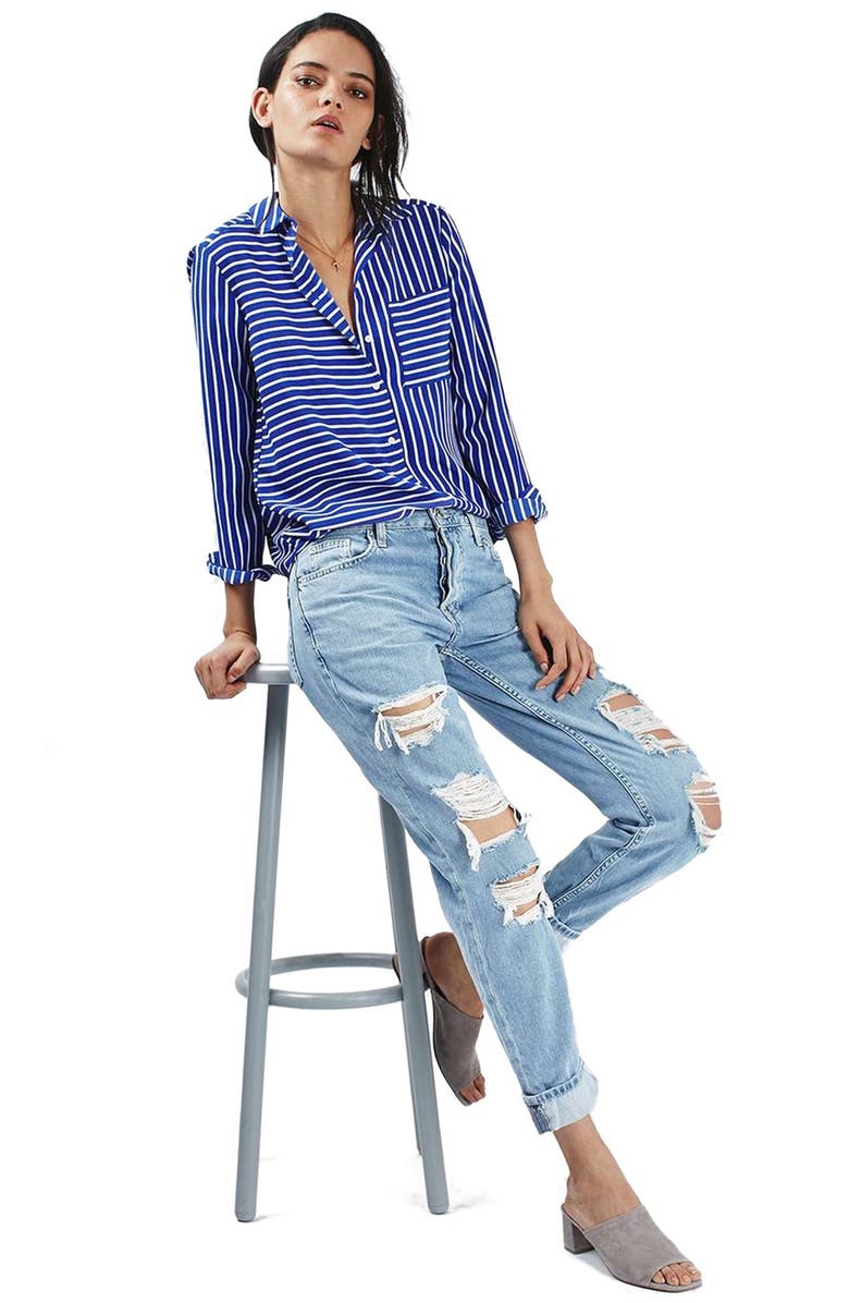 Topshop 'Hayden' Super Ripped Boyfriend Jeans, Alternate, color, 