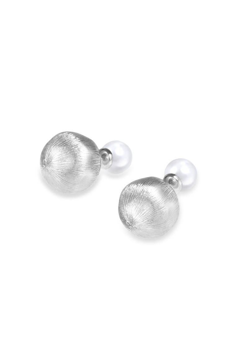 Duo Studs Earrigns, Alternate, color, Silver & White