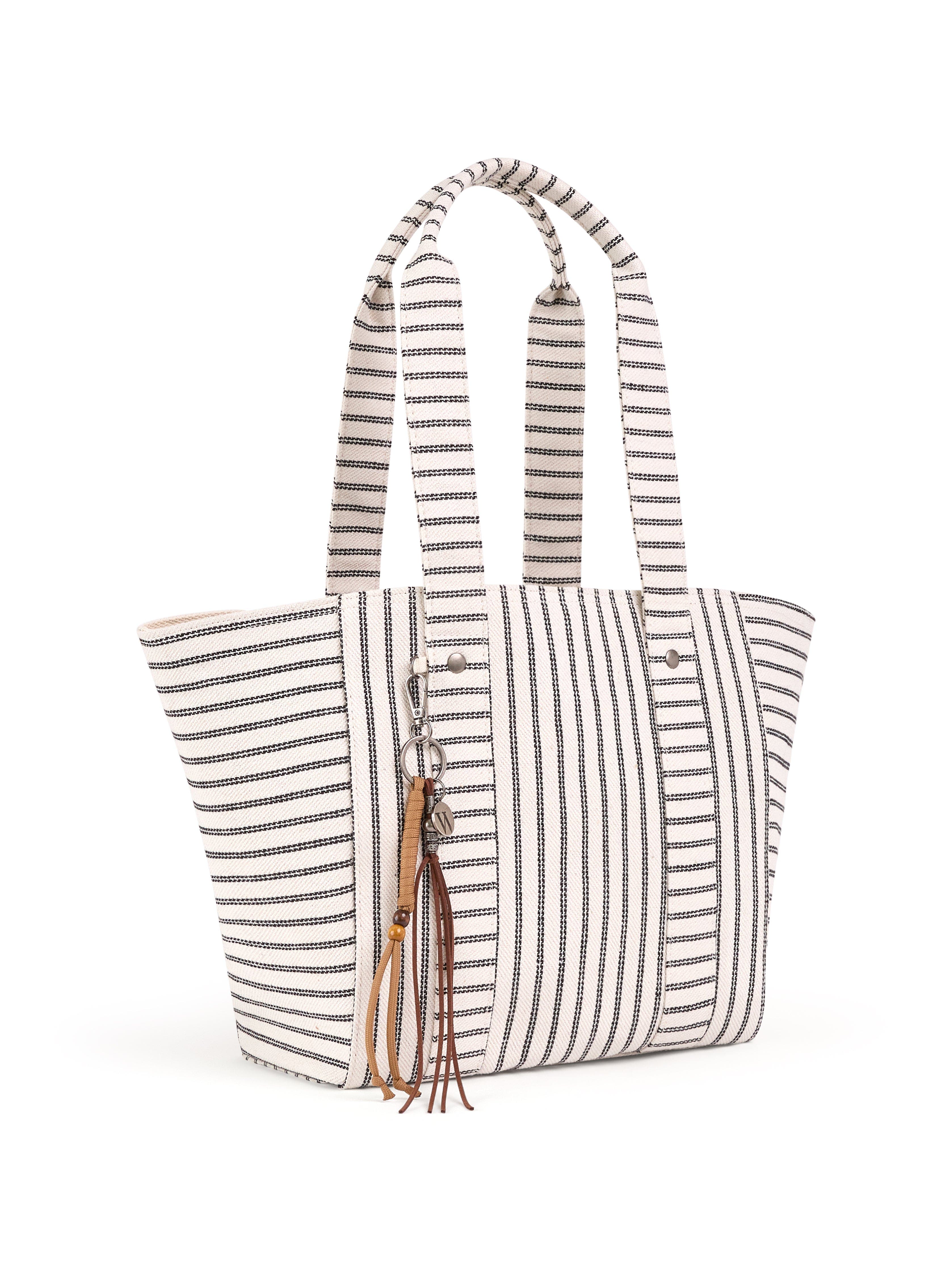 WILT Clothing Byron Medium Beach Tote, Alternate, color, Bone Black Stripe