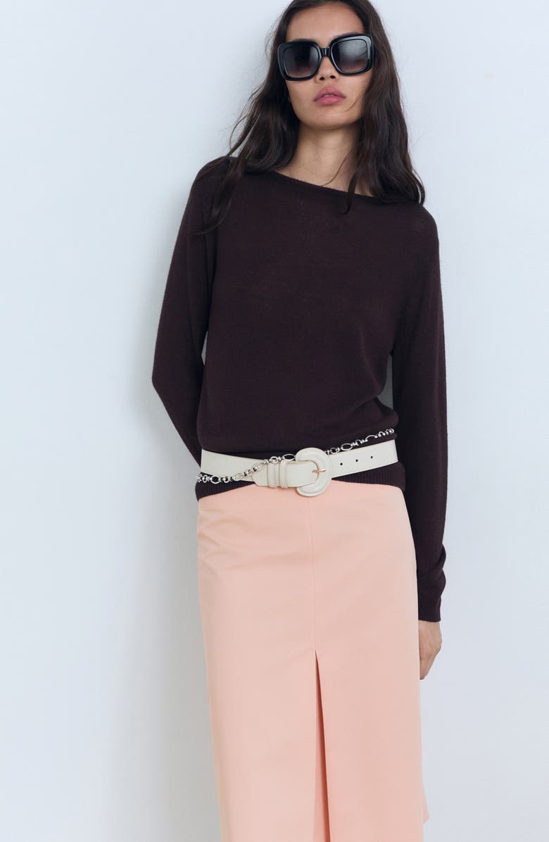 MANGO Stretch Cotton Skirt, Alternate, color, Pastel Pink