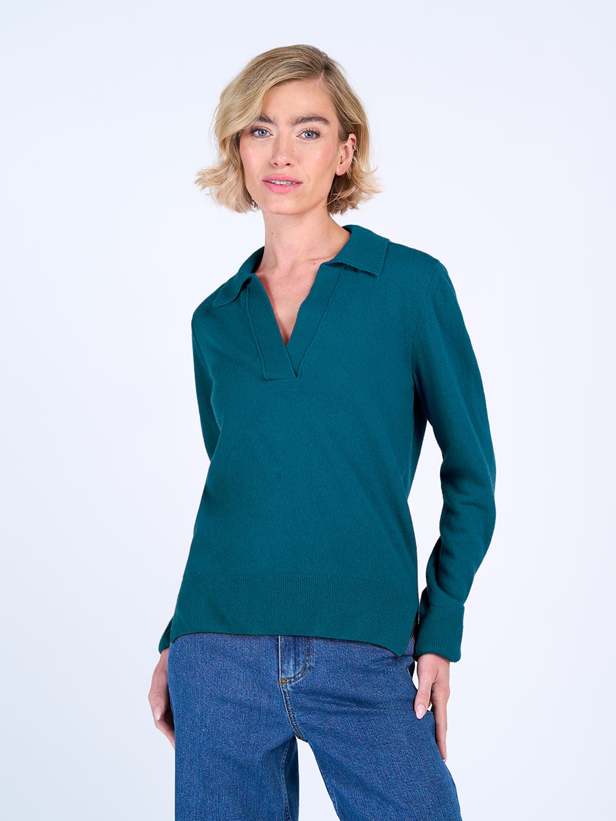 Long Sleeve Collared V-Neck Sweater - image 5