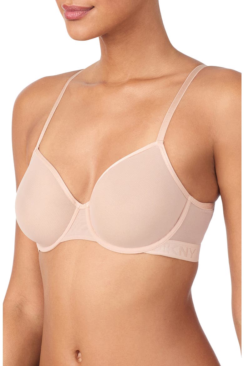 Logo Mesh Unlined Underwire Bra, Alternate, color, SAND