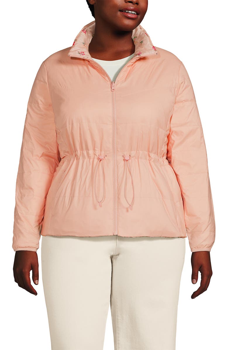 Lands' End Wanderweight Reversible Packable Down Jacket, Main, color, Pink/Oyster Pink Floral