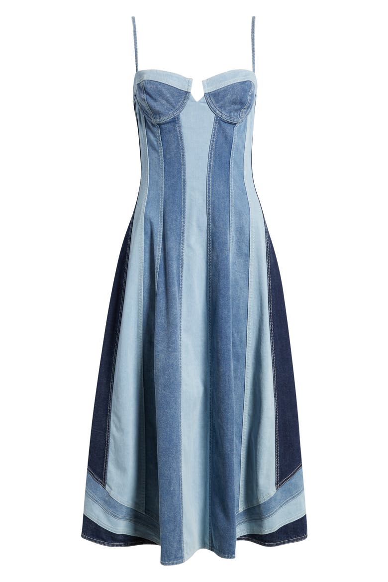 Mackensie Denim Dress, Alternate, color, PANELED DENIM