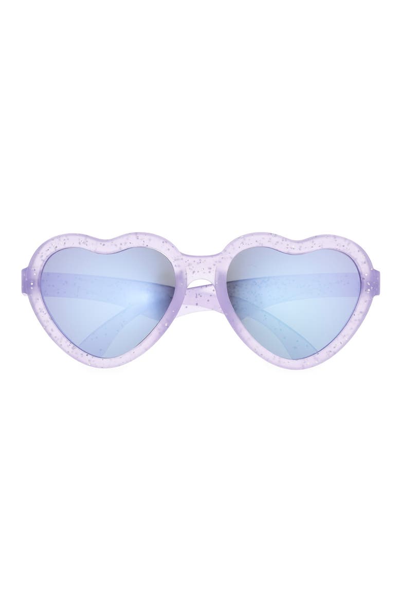 Kids' Mirrored Shimmer Heart Sunglasses, Main, color, LAVENDER SHIMMER
