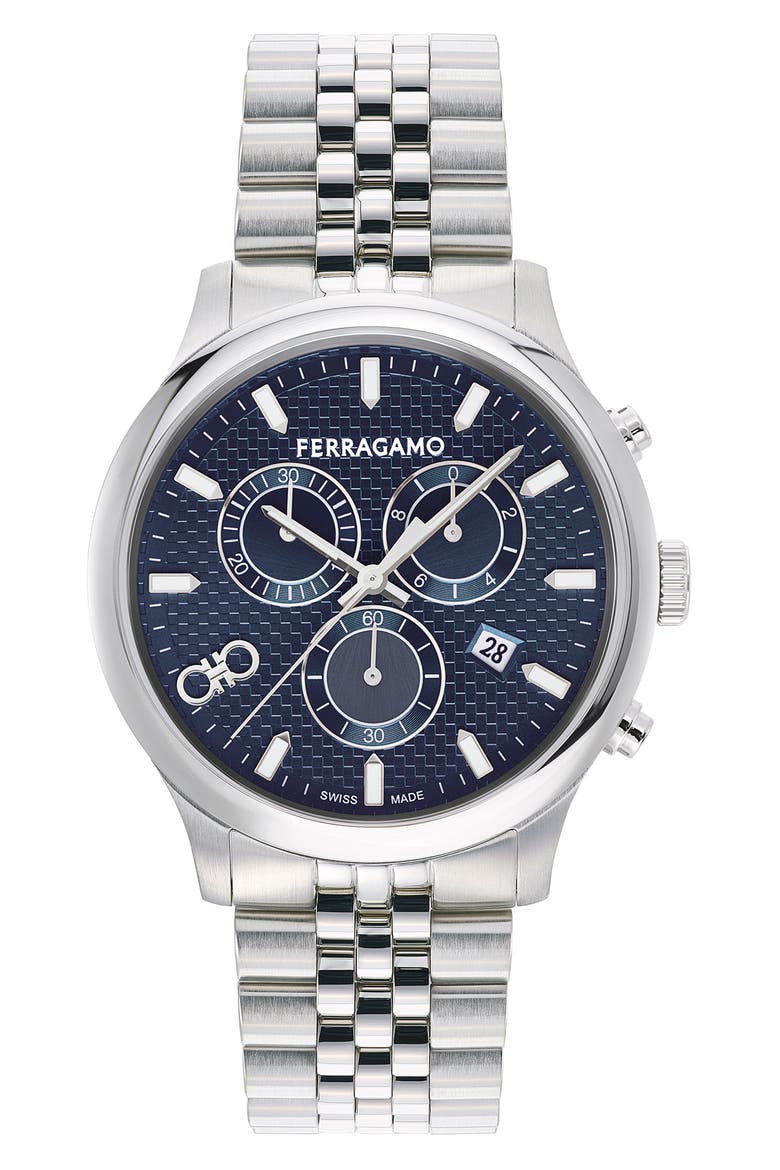Duo Chronograph Bracelet Watch, 42mm, Main, color, STAINLESS STEEL