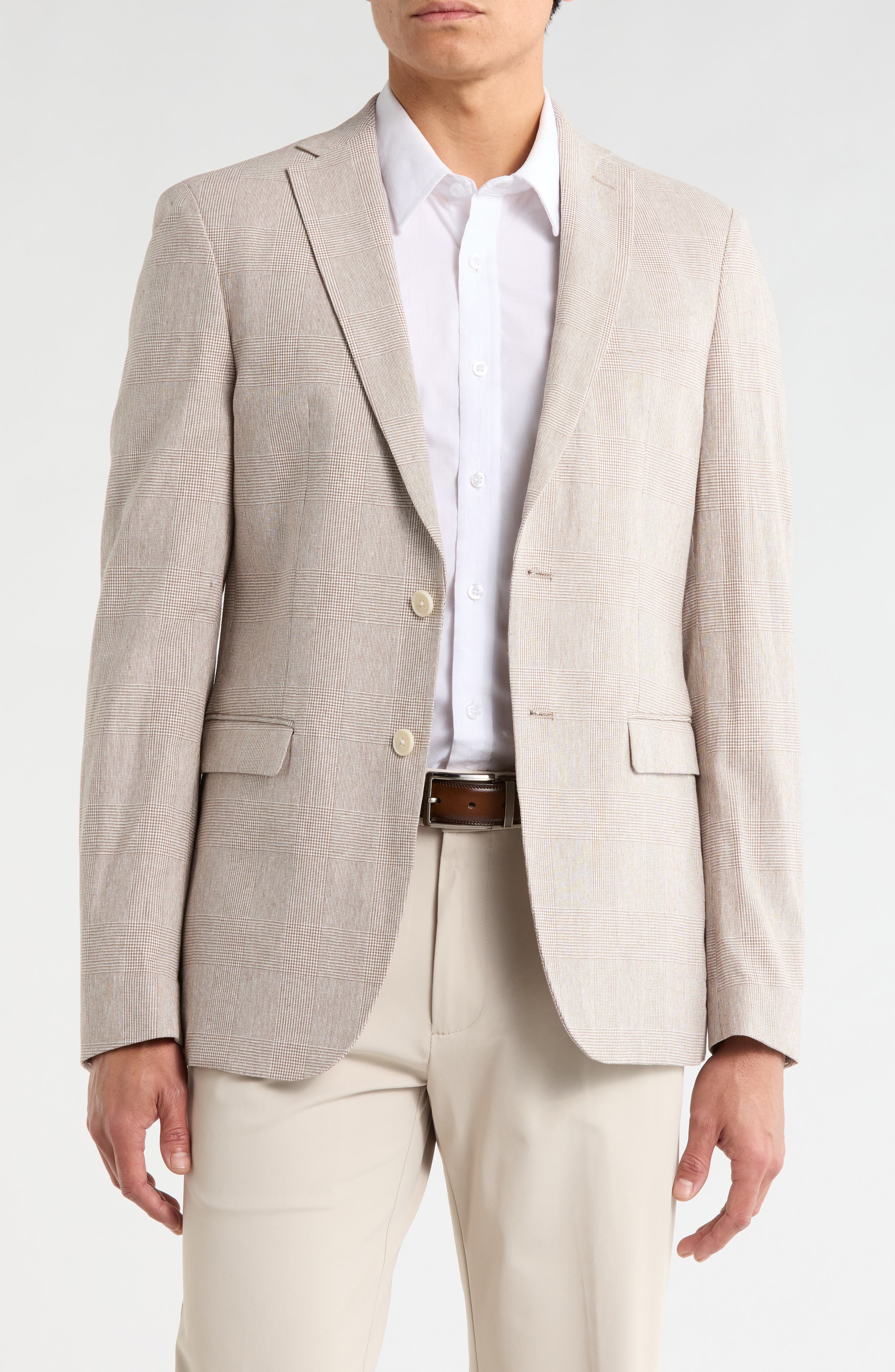 John Varvatos Star USA Plaid Linen & Cotton Sport Coat