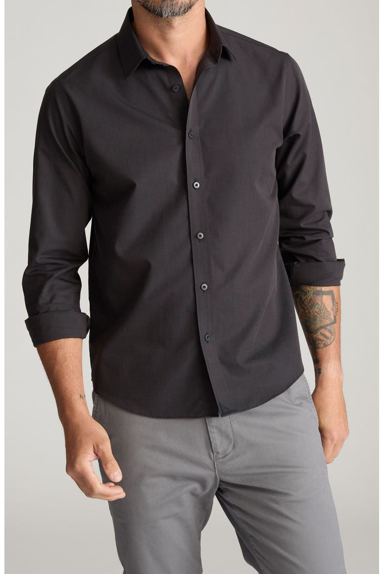 Black Stone Wrinkle Free Cotton Button-Up Shirt, Main, color, BLACK